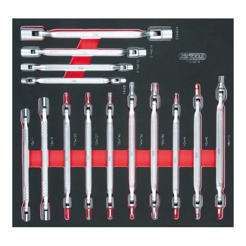 KS Tools SCS Doppel-Gelenkschlüssel-Satz, 14-teilig in 2/3 Systemeinlage