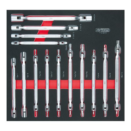 KS Tools SCS Doppel-Gelenkschlüssel-Satz, 14-teilig in 2/3 Systemeinlage