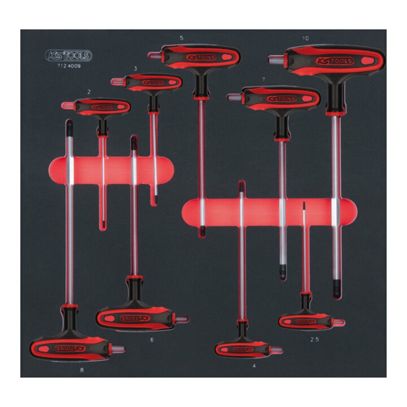 KS Tools SCS T-Griff-Innensechskant-Stiftschlüssel-Satz, 9-teilig in 2/3 Systemeinlage