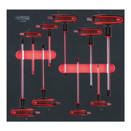 KS Tools SCS T-Griff-Innensechskant-Stiftschlüssel-Satz, 9-teilig in 2/3 Systemeinlage
