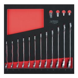 KS Tools SCS GEARplus Ratschenringmaulschlüssel-Satz, 16-teilig in 2/3 Systemeinlage, abgewinkelt