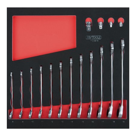 KS Tools SCS GEARplus Ratschenringmaulschlüssel-Satz, 16-teilig in 2/3 Systemeinlage, abgewinkelt