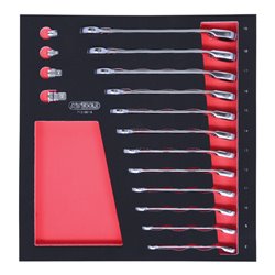 KS Tools SCS GEARplus Ratschenringmaulschlüssel-Satz, 16-teilig in 2/3 Systemeinlage, abgewinkelt