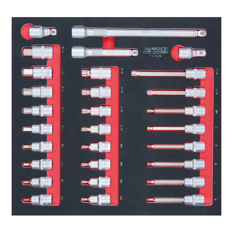 KS Tools SCS 1/2' Bit-Stecknuss-Satz, 29-teilig in 2/3 Systemeinlage