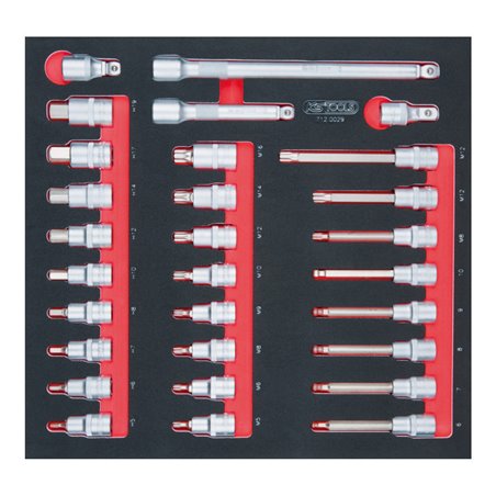 KS Tools SCS 1/2' Bit-Stecknuss-Satz, 29-teilig in 2/3 Systemeinlage