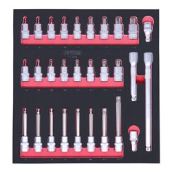 KS Tools SCS 1/2' Bit-Stecknuss-Satz, 29-teilig in 2/3 Systemeinlage