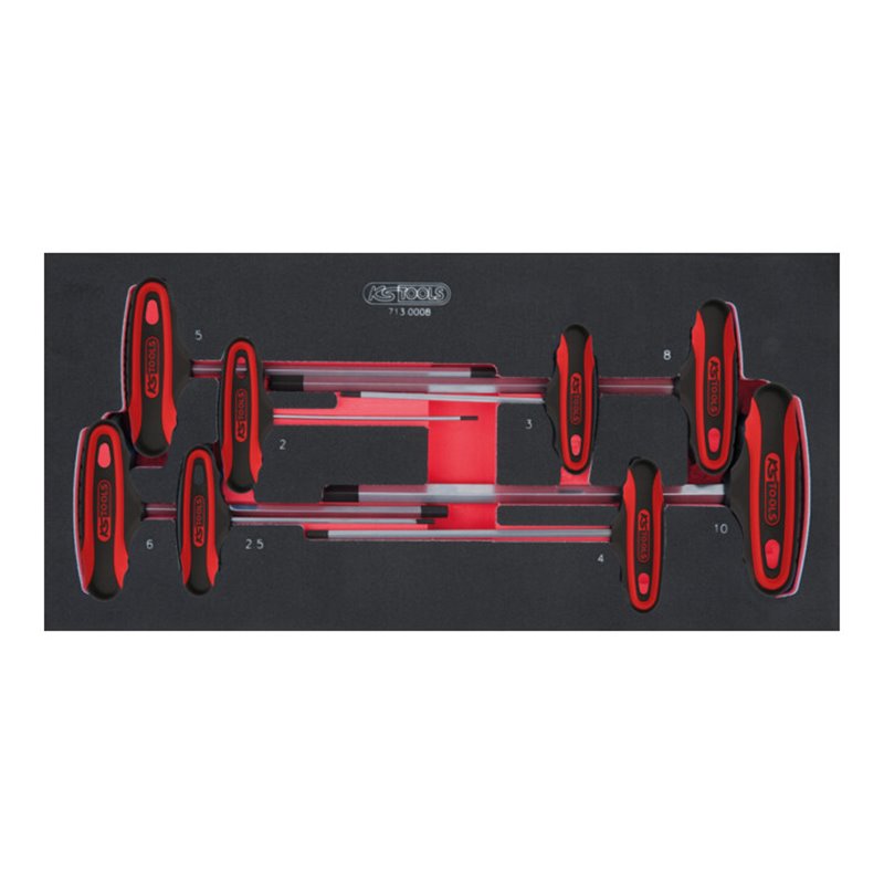 KS Tools SCS T-Griff-Innensechskant-Stiftschlüssel-Satz, 9-teilig in 1/3 Systemeinlage