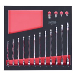 KS Tools SCS GEARplus Ratschenringmaulschlüssel-Satz, 16-teilig in 2/3 Systemeinlage, gerade