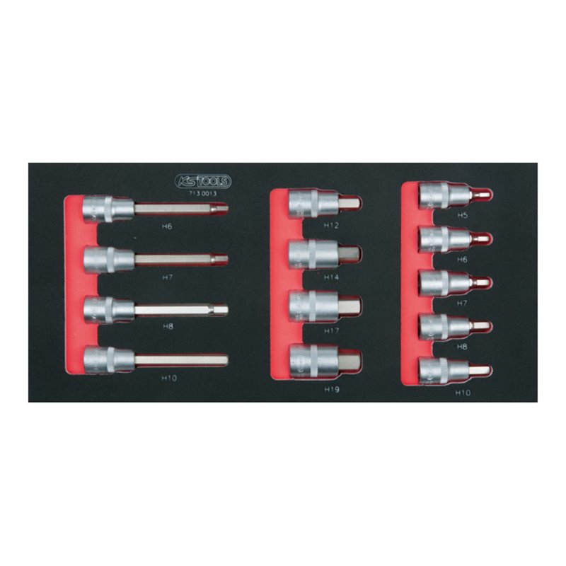 KS Tools SCS 1/2' Bit-Stecknuss-Satz Innensechskant, 13-teilig in 1/3 Systemeinlage