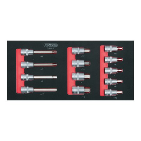 KS Tools SCS 1/2' Bit-Stecknuss-Satz Innensechskant, 13-teilig in 1/3 Systemeinlage