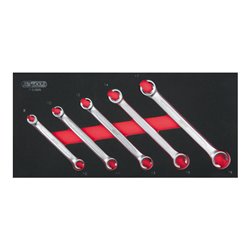 KS Tools SCS Offener Doppel-Ringschlüssel-Satz, abgewinkelt, 5-teilig in 1/3 Systemeinlage