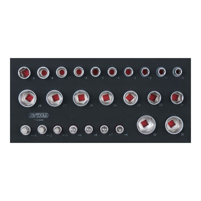 KS Tools SCS 1/2' 6-kant-Steckschlüssel-Satz, 26-teilig in 1/3 Systemeinlage