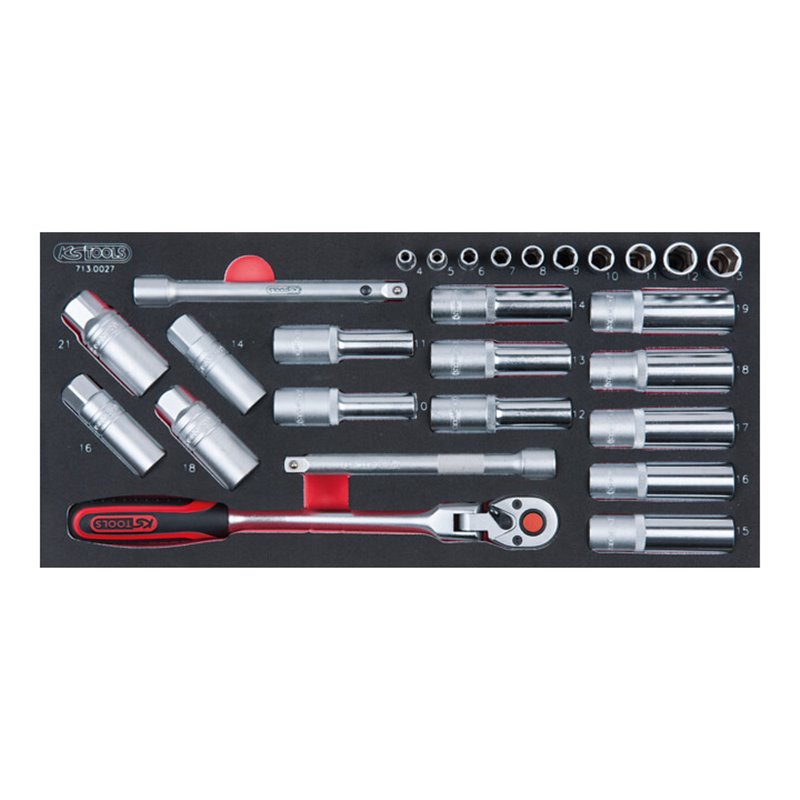 KS Tools SCS 1/4'-1/2' Zündkerzen-Service-Satz, 27-teilig in 1/3 Systemeinlage