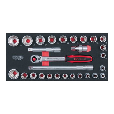 KS Tools SCS Steckschlüssel-Satz, 28-teilig in 1/3 Systemeinlage