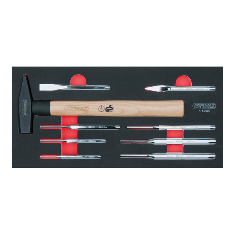 KS Tools SCS Meißel- und Hammer-Satz, 9-teilig in 1/3 Systemeinlage