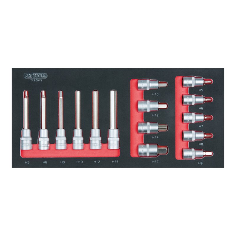 KS Tools SCS 1/2' Bit-Stecknuss-Satz, 15-teilig in 1/3 Systemeinlage