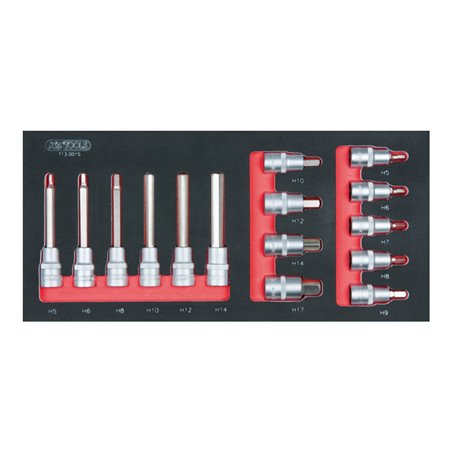 KS Tools SCS 1/2' Bit-Stecknuss-Satz, 15-teilig in 1/3 Systemeinlage