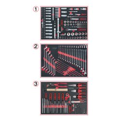 KS Tools Universal-Systemeinlagen-Satz für 3 Schubladen mit 310 Premium-Werkzeugen