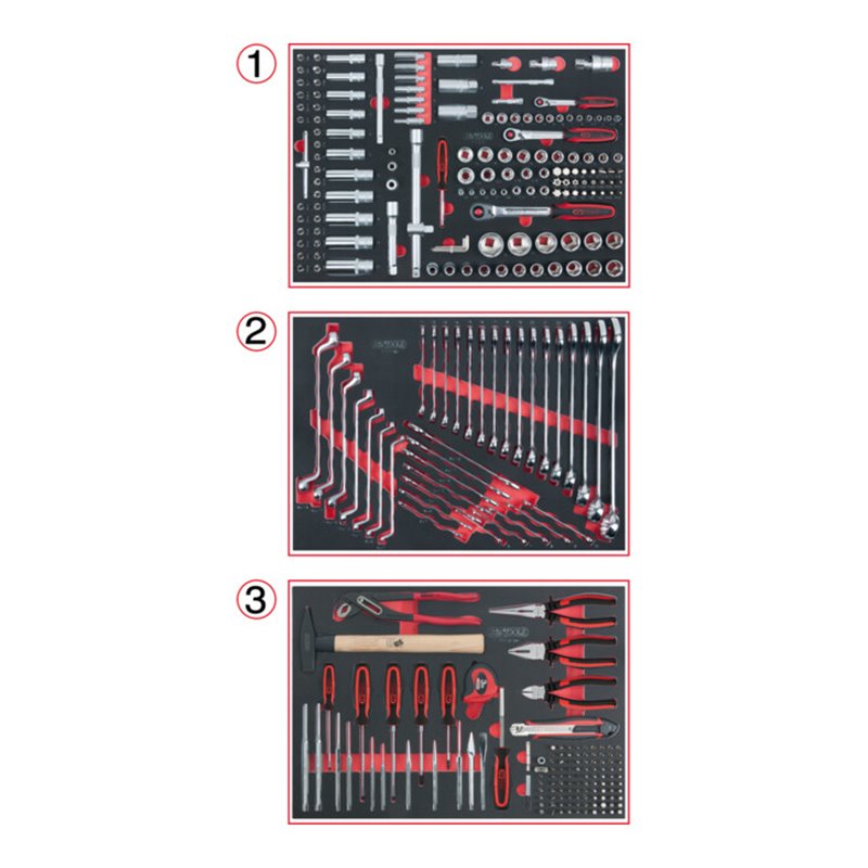 KS Tools Universal-Systemeinlagen-Satz für 3 Schubladen mit 310 Premium-Werkzeugen