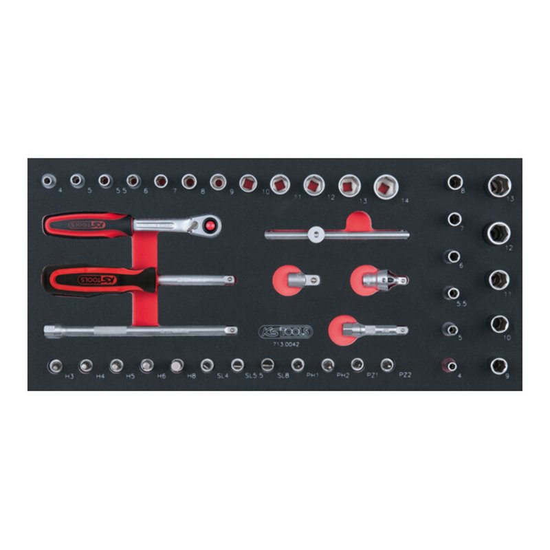 KS Tools SCS 1/4' Steckschlüssel-Satz, 42-teilig in 1/3 Systemeinlage