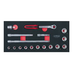 KS Tools SCS 3/8' Steckschlüssel-Satz, 17-teilig in 1/3 Systemeinlage