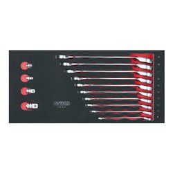 KS Tools SCS GEARplus Ratschenringmaulschlüssel-Satz, 14-teilig in 1/3 Systemeinlage, abgewinkelt