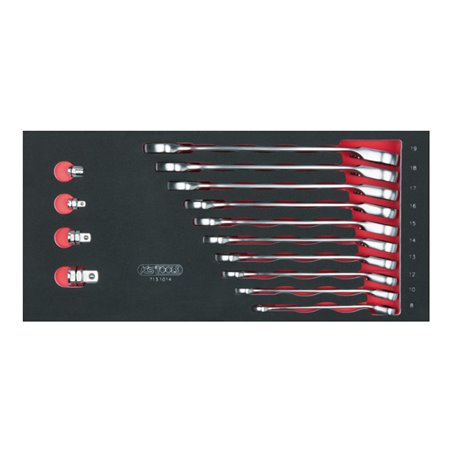 KS Tools SCS GEARplus Ratschenringmaulschlüssel-Satz, 14-teilig in 1/3 Systemeinlage, abgewinkelt