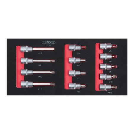 KS Tools SCS 1/2' Bit-Stecknuss-Satz, 13-teilig in 1/3 Systemeinlage