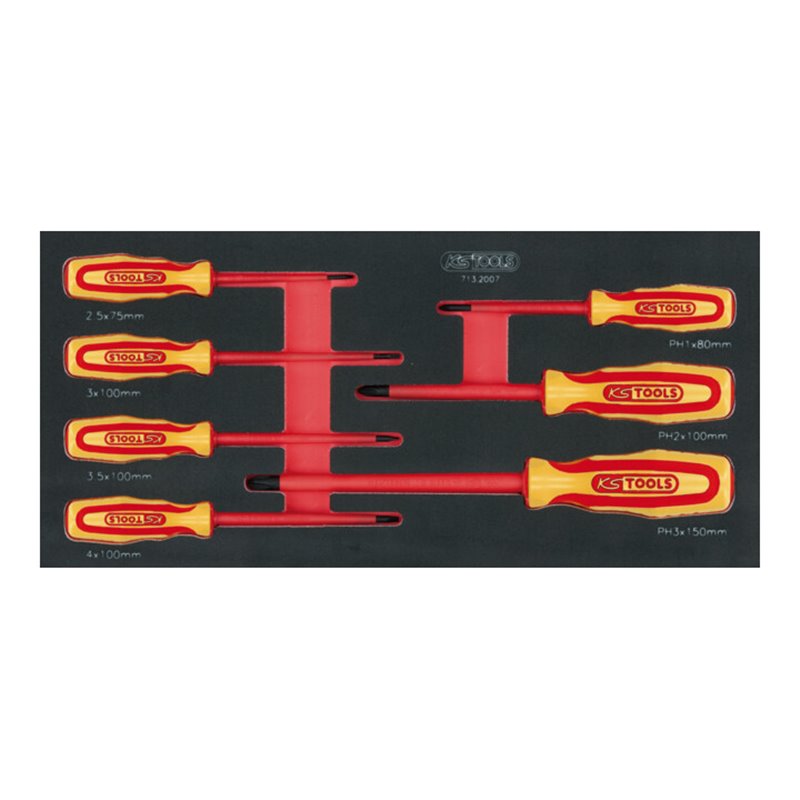 KS Tools SCS VDE Schraubendreher-Satz, 7-teilig in 1/3 Systemeinlage