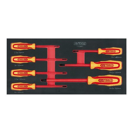 KS Tools SCS VDE Schraubendreher-Satz, 7-teilig in 1/3 Systemeinlage