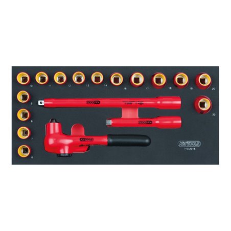 KS Tools SCS 3/8' VDE Steckschlüssel-Satz, 18-teilig in 1/3 Systemeinlage