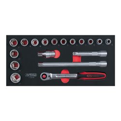 KS Tools SCS 1/2' Steckschlüssel-Satz, 18-teilig in 1/3 Systemeinlage