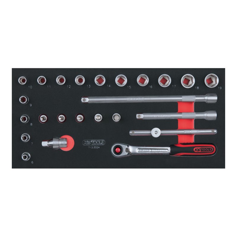 KS Tools SCS 3/8' Steckschlüssel-Satz, 24-teilig in 1/3 Systemeinlage