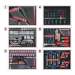 KS Tools Universal-Systemeinlagen-Satz für 6 Schubladen mit 291 Premium-Werkzeugen