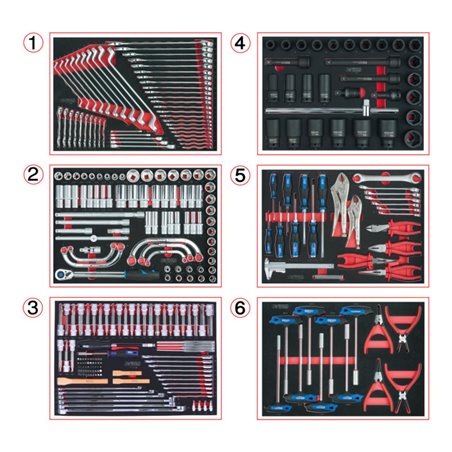 KS Tools Universal-Systemeinlagen-Satz für 6 Schubladen mit 291 Premium-Werkzeugen