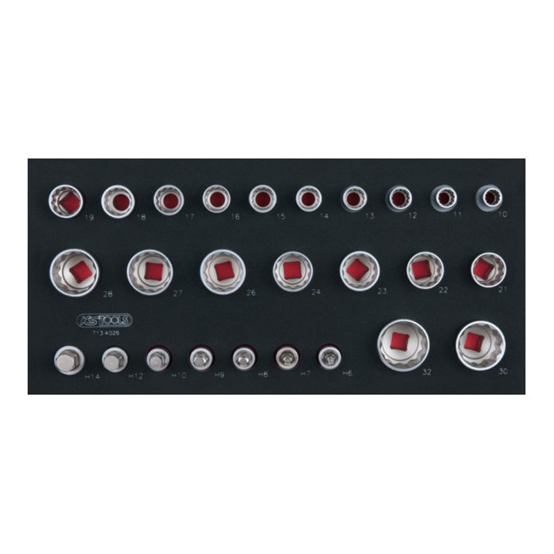 KS Tools SCS 1/2' Steckschlüssel-Satz, 26-teilig in 1/3 Systemeinlage