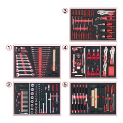 KS Tools Universal-Systemeinlagen-Satz für 5 Schubladen mit 251 Premium-Werkzeugen