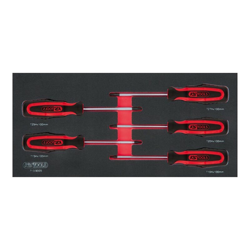 KS Tools SCS ERGOTORQUEplus Schraubendreher-Satz, TX,Bohrung, 5-teilig in 1/3 Systemeinlage