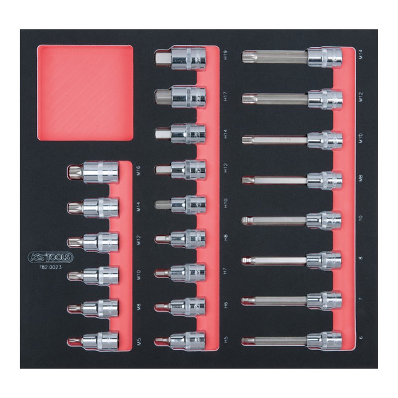 KS Tools SCS CHROMEplus 1/2' Bit-Stecknuss-Satz, 23-teilig in 2/3 Systemeinlage