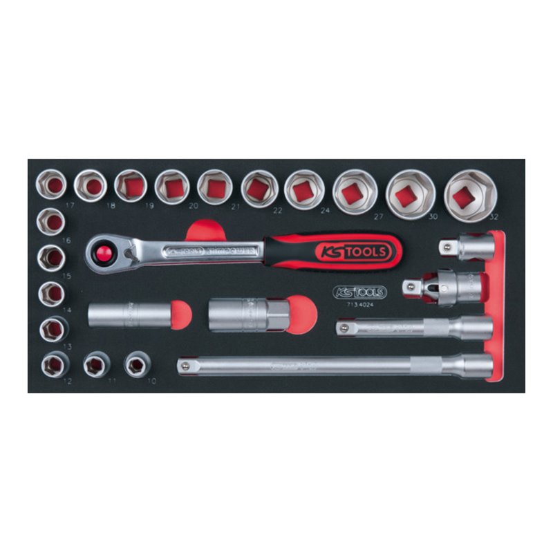 KS Tools SCS 1/2' Steckschlüssel-Satz, 24-teilig in 1/3 Systemeinlage