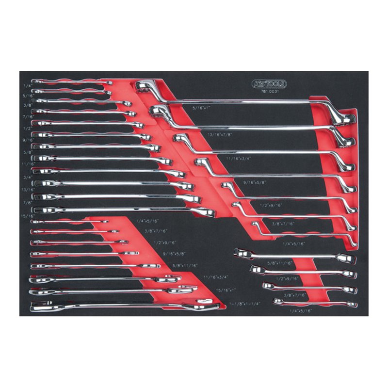 KS Tools SCS CHROMEplus Schlüssel-Satz Zoll, 31-teilig in 1/1 Systemeinlage