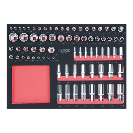 KS Tools SCS CHROMEplus 1/4'+3/8'+1/2' Steckschlüssel-Satz, 75 Stecknüsse in 1/1 Systemeinlage