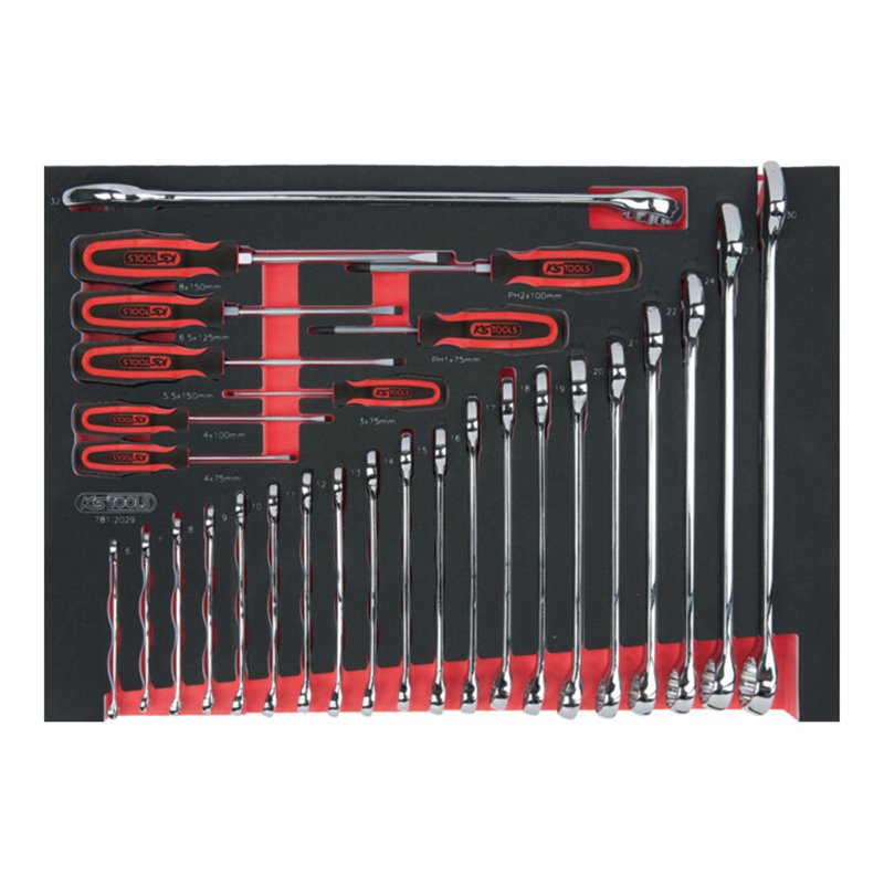 KS Tools SCS CHROMEplus Ringmaulschlüssel-Satz, 29-teilig in 1/1 Systemeinlage