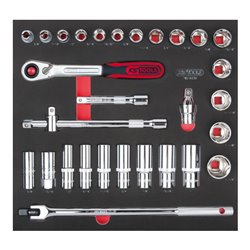 KS Tools SCS CHROMEplus 1/2' Steckschlüssel-Satz, 30-teilig in 2/3 Systemeinlage
