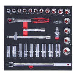 KS Tools SCS CHROMEplus 1/2' Steckschlüssel-Satz, 30-teilig in 2/3 Systemeinlage