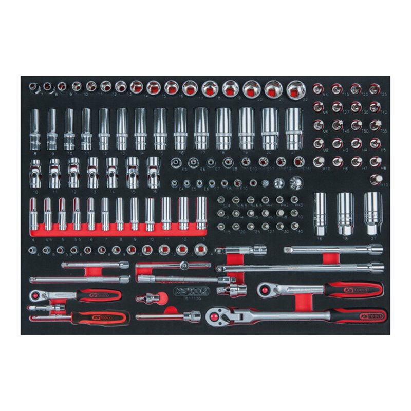 KS Tools SCS CHROMEplus 1/4' + 3/8' Steckschlüssel-Satz, 136-teilig in 1/1 Systemeinlage
