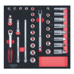 KS Tools SCS CHROMEplus 3/8' Steckschlüssel-Satz, 34-teilig in 2/3 Systemeinlage