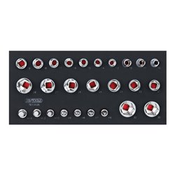 KS Tools SCS CHROMEplus 1/2' 6-kant-Steckschlüssel-Satz, 26-teilig in 1/3 Systemeinlage