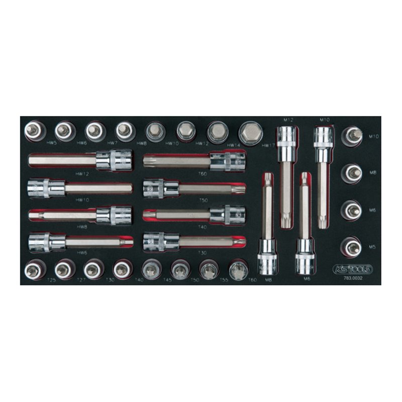 KS Tools SCS 1/2' CHROMEplus Bit-Stecknuss-Satz, 32-teilig, in 1/3 Systemeinlage