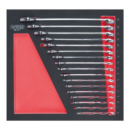 KS Tools SCS CHROMEplus Ringmaulschlüssel-Satz, 17-teilig in 2/3 Systemeinlage